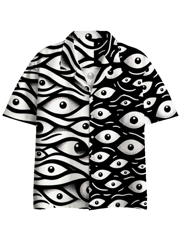 EYE ILLUSION MOSAIC BUTTON UP POCKET SHIRT