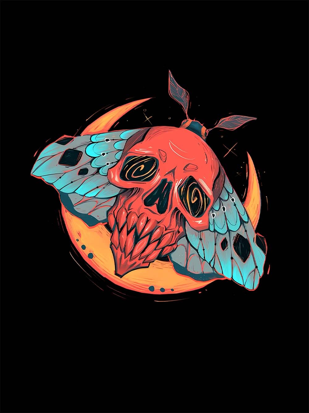 Skull Moth Eclipse Washed Tshirt