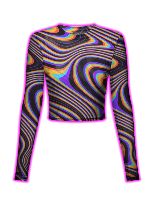 Neon Wave Illusion Mesh Top