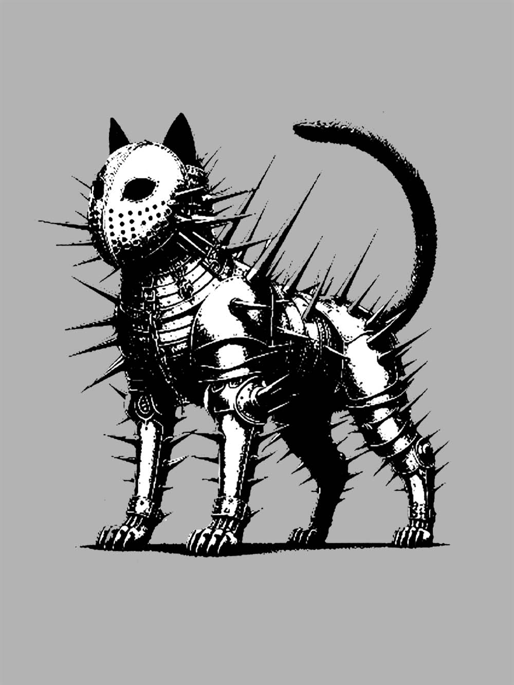 Armored Spiked Cat Washed Tshirt