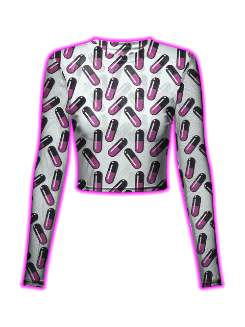 Pink Capsule Pattern Mesh Top