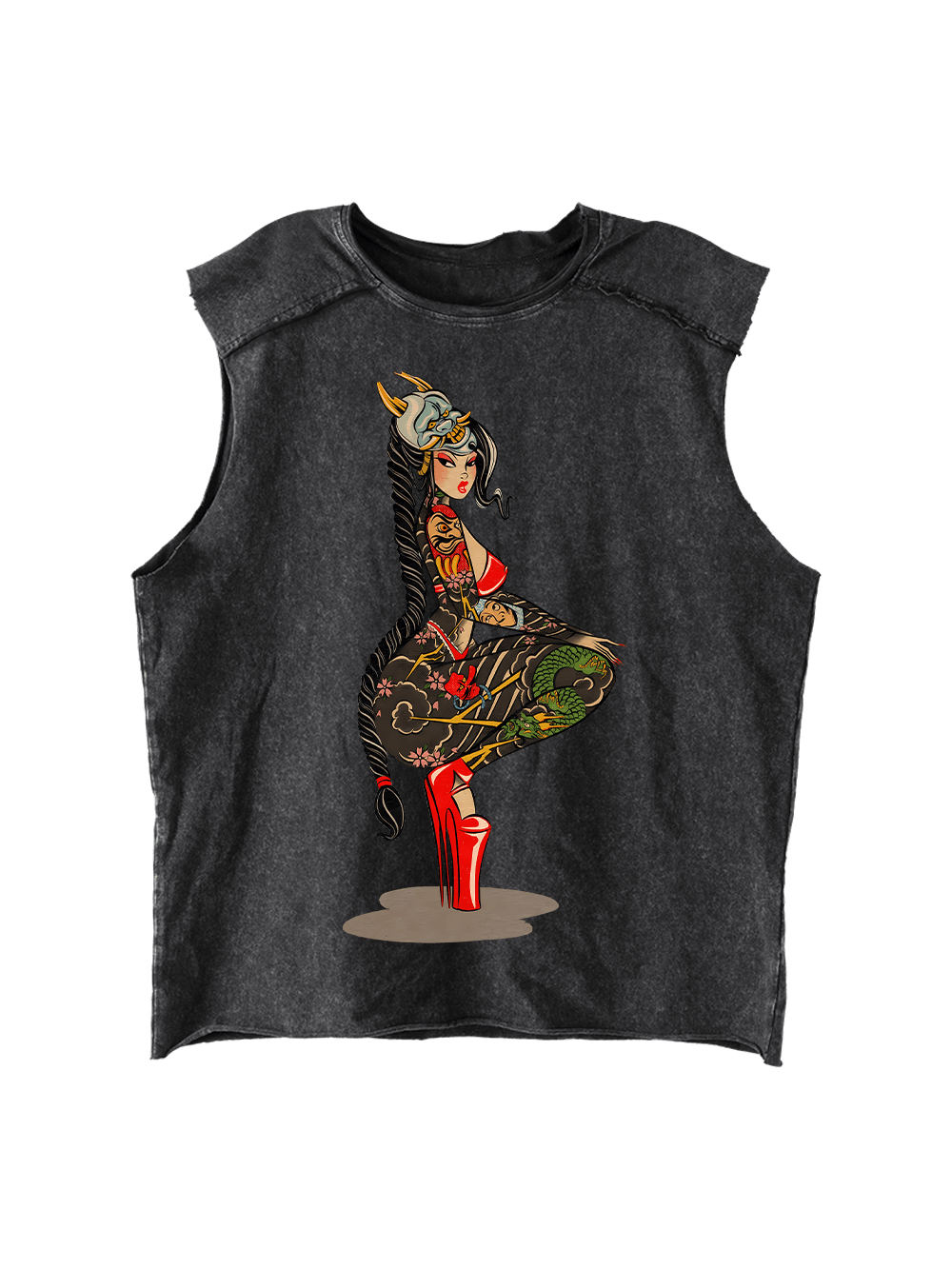Tattooed Warrior Distressed Tank Top