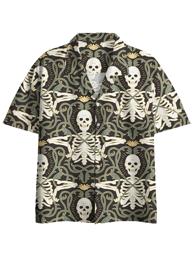 SKELETON BUTTON UP POCKET SHIRT