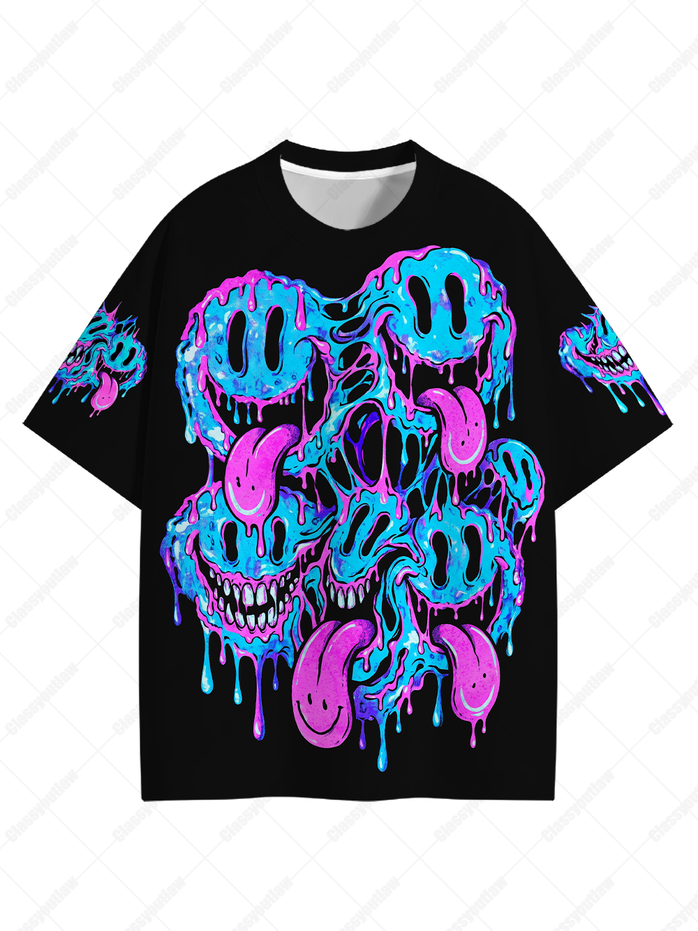 MELTING SMILEY MANIA ECO OVERSIZED GRAPHIC TEES