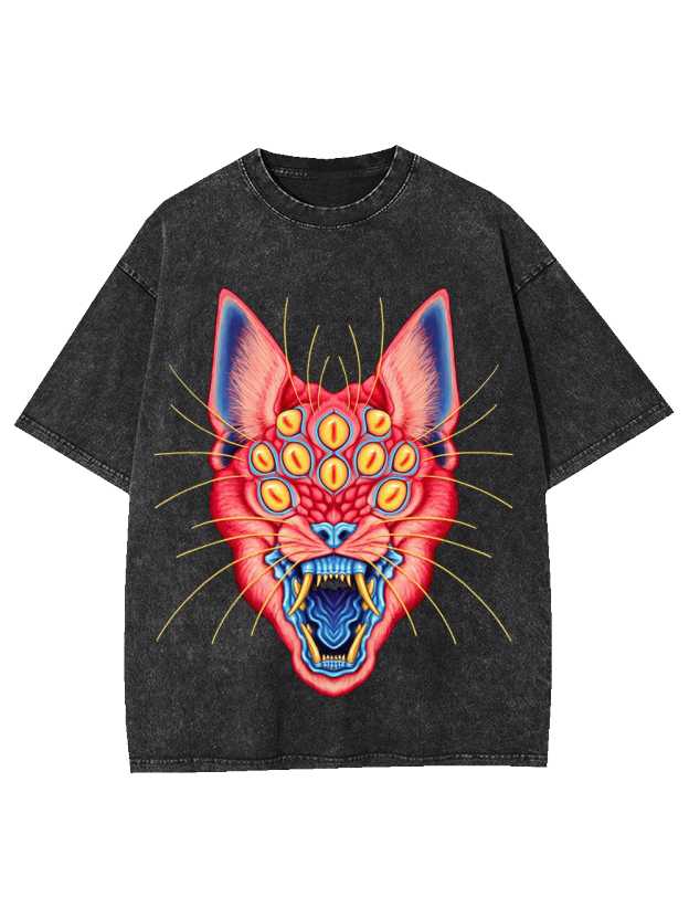 MULTI EYED PANTHER WASHED TSHIRT