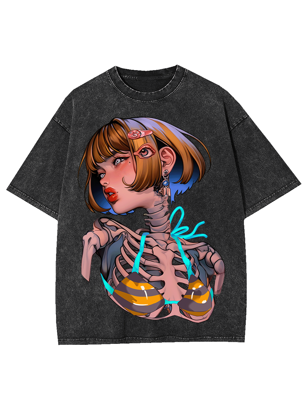 Skeleton in Stripes Washed Tshirt