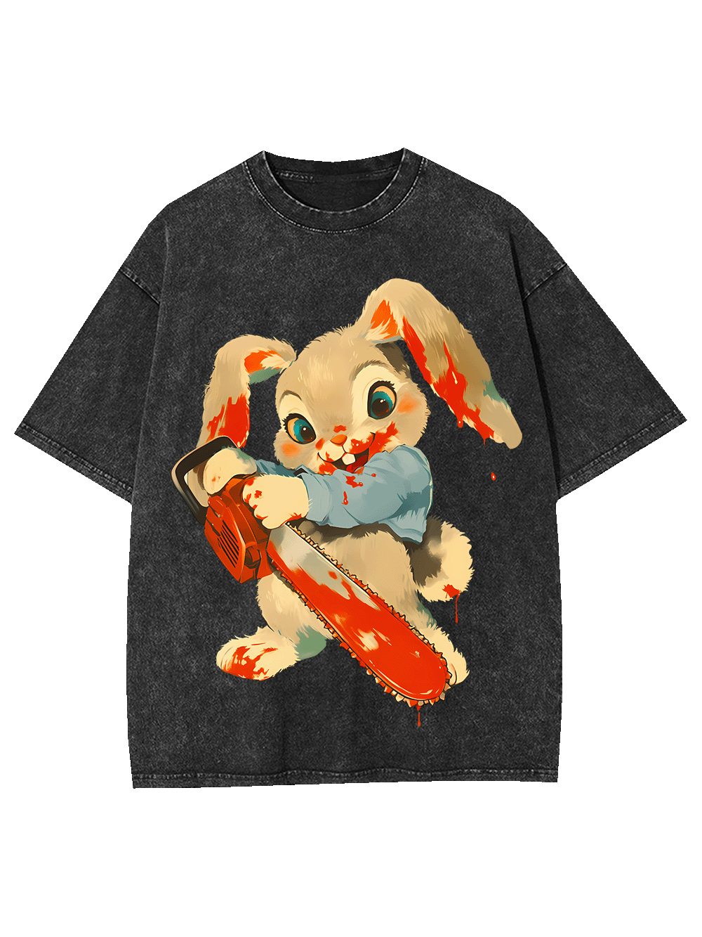 Bloody Bunny with Chainsaw Washed Tshirt