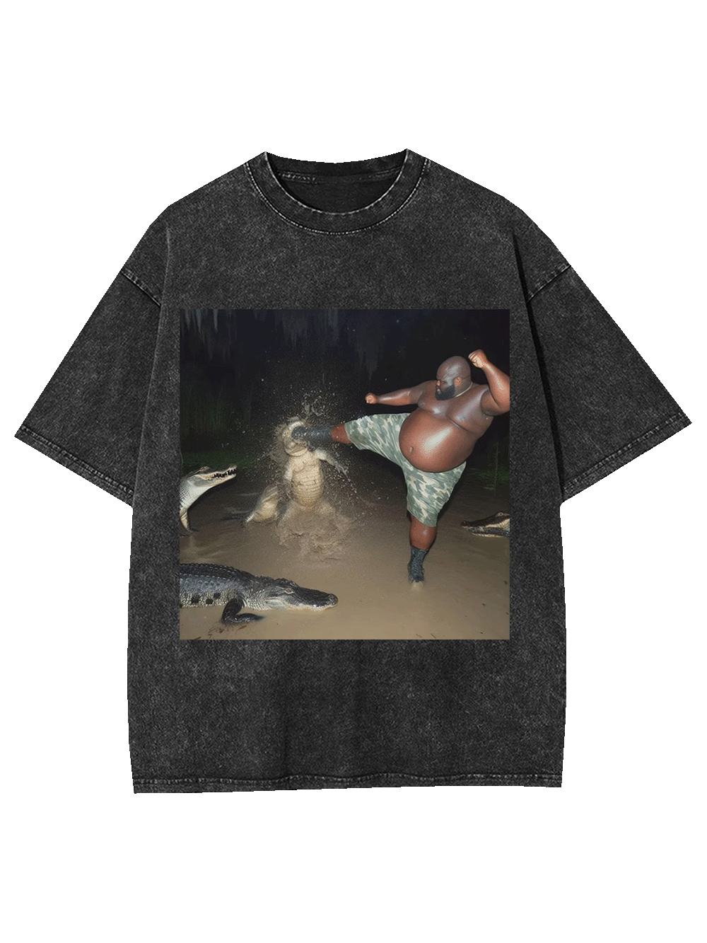 Kicking an alligator in the swamp Washed Tshirt