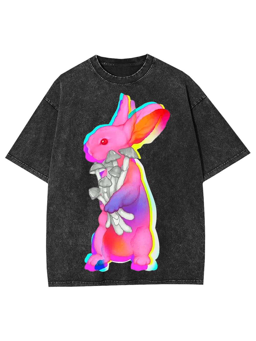 Psychedelic Bunny Washed Tshirt-ClassyOutlaw Sale