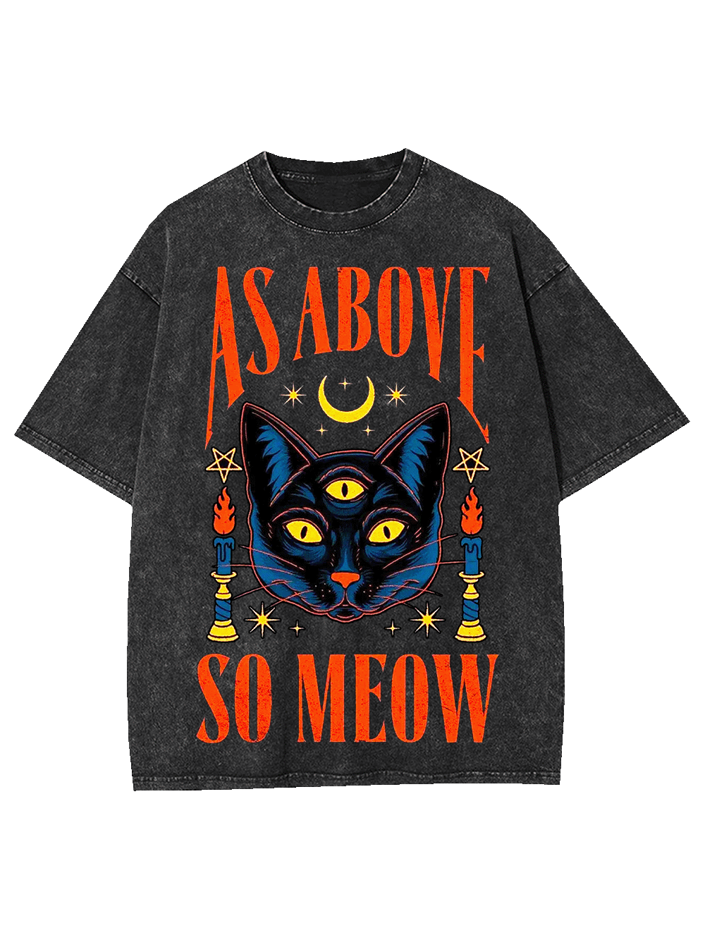 AS ABOVE SO MEOW WASHED TSHIRT
