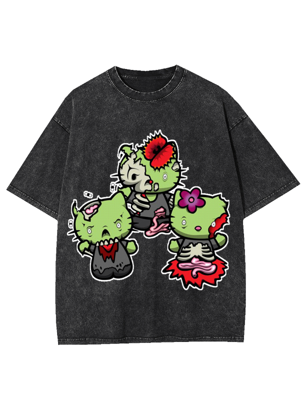 Zombie Kitties Washed Tshirt