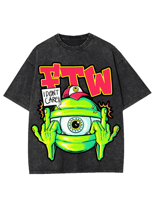 I Donlt care Washed Tshirt