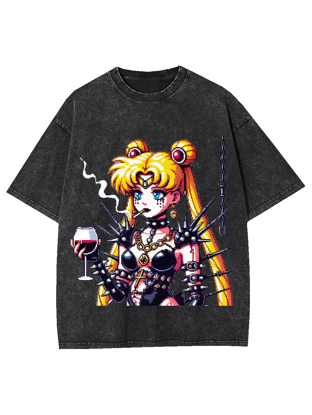 Punk Moon Washed Tshirt-ClassyOutlaw Sale
