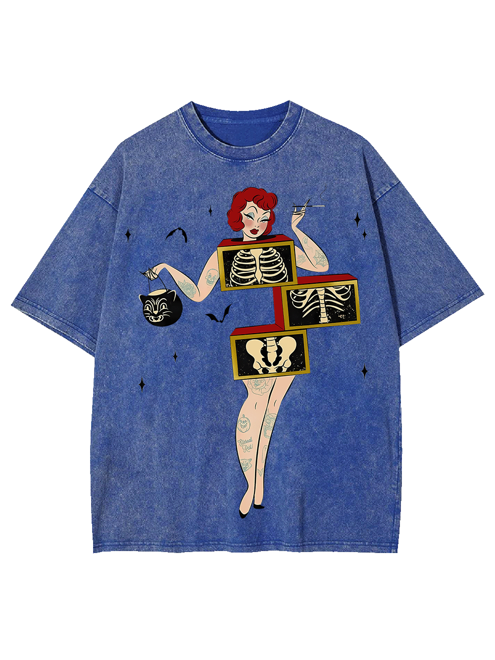 SKELETONS AND STYLE WASHED TSHIRT