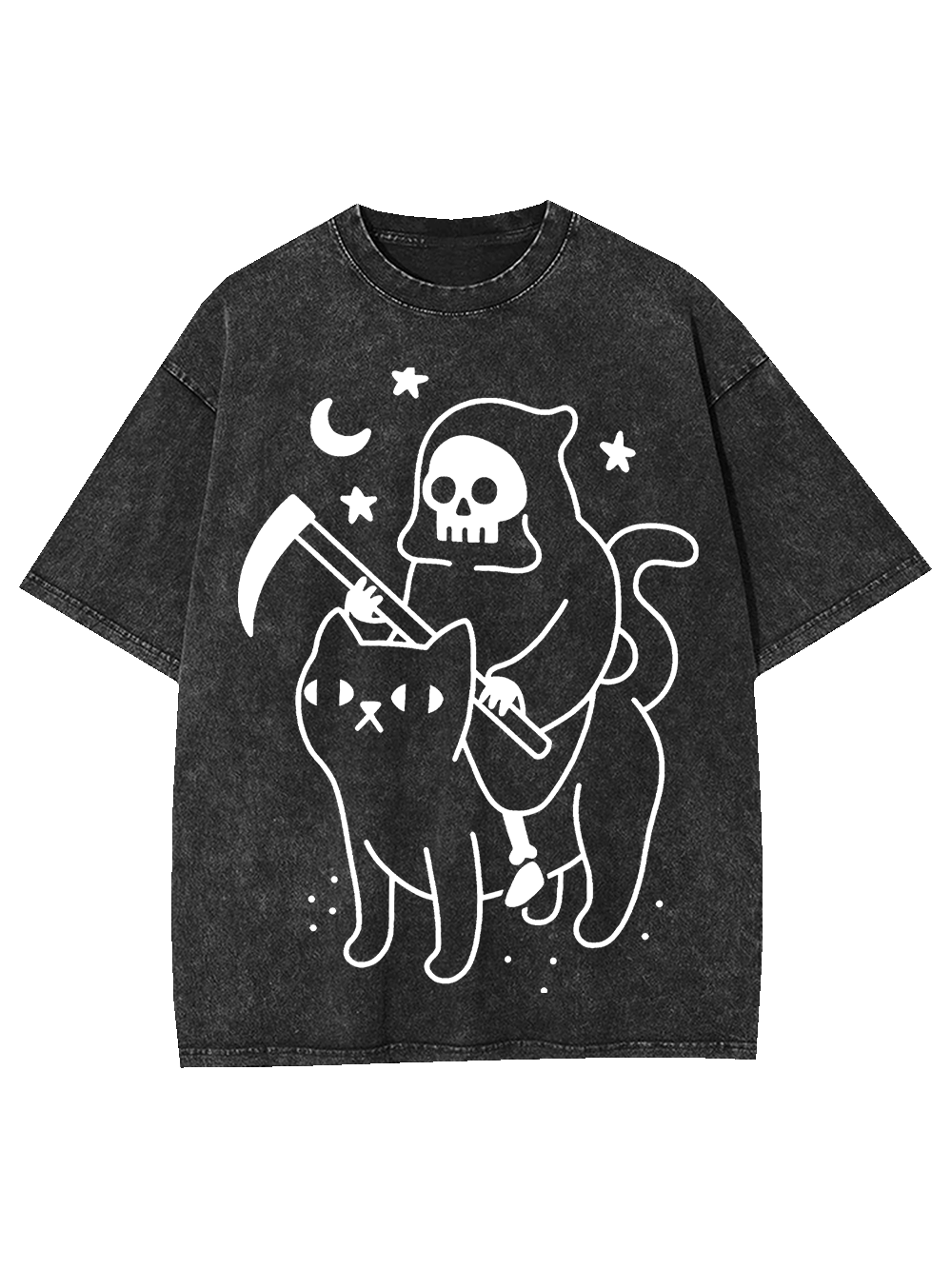 Grim Reaper's Cat Ride Washed Tshirt