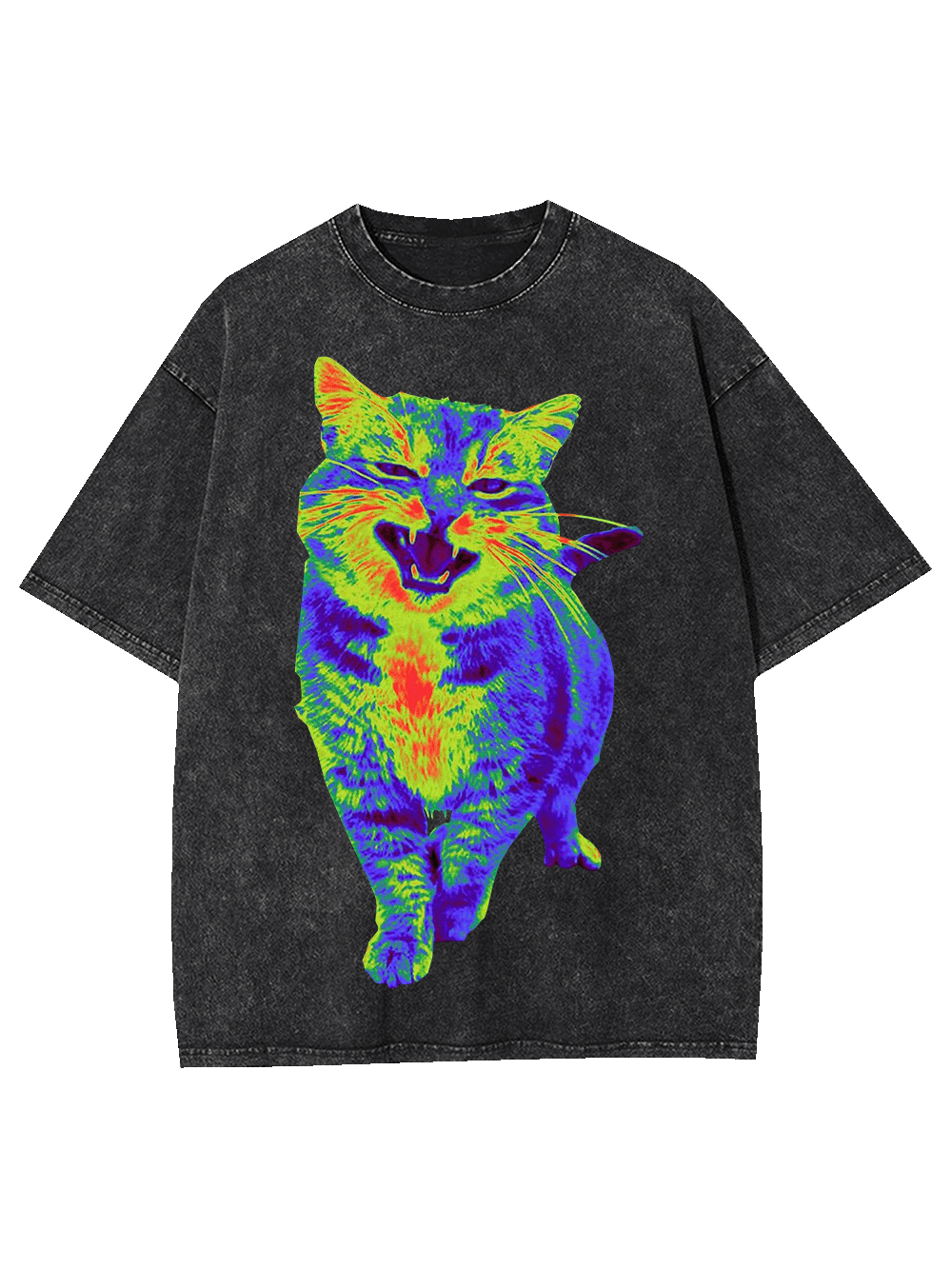 Psychedelic Roaring Cat Washed Tshirt