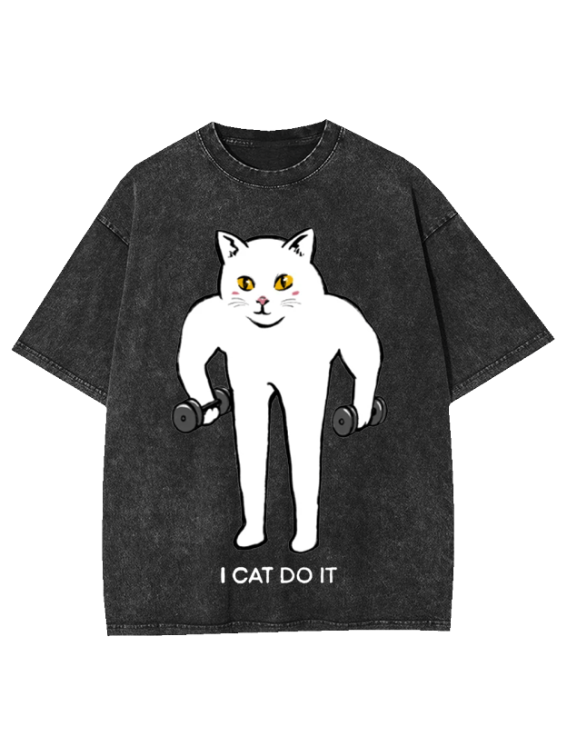 I Cat Do It Washed Tshirt