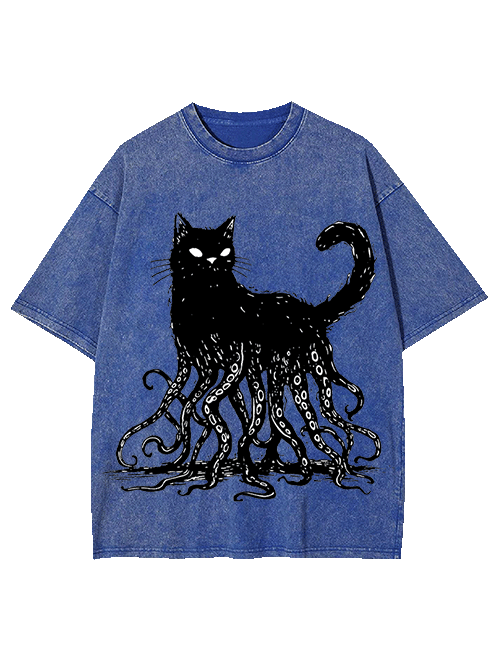 Octopus Tentacle Cat Washed Tshirt