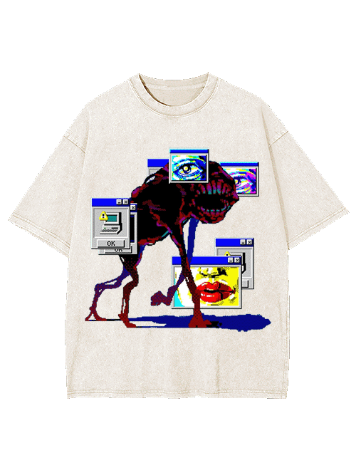 Glitch Aesthetic Creature Washed Tshirt