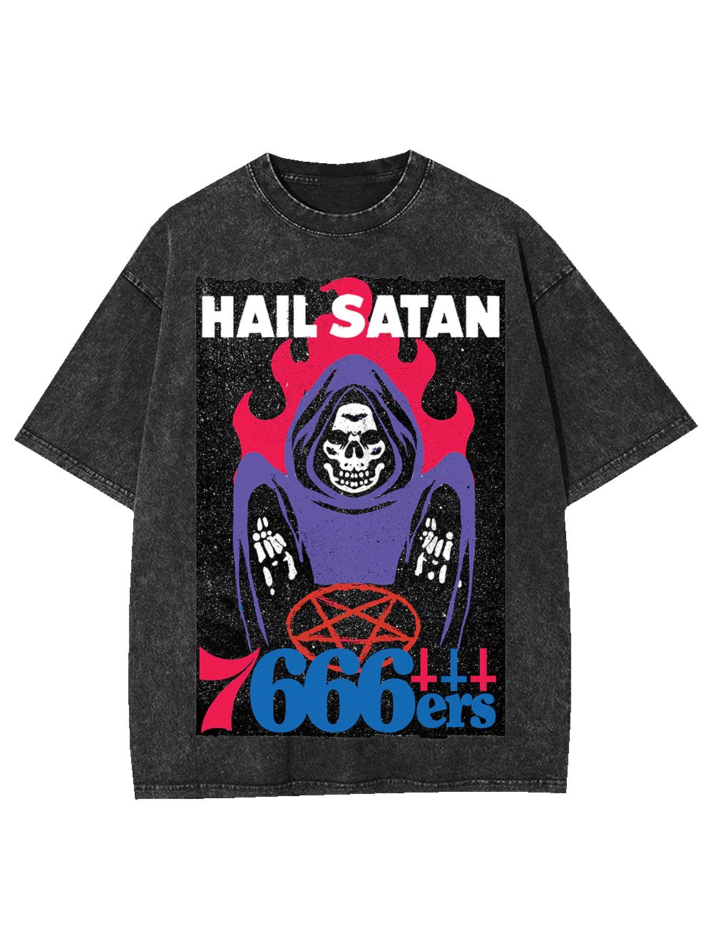 Hail Satan 7666ers Washed Tshirt