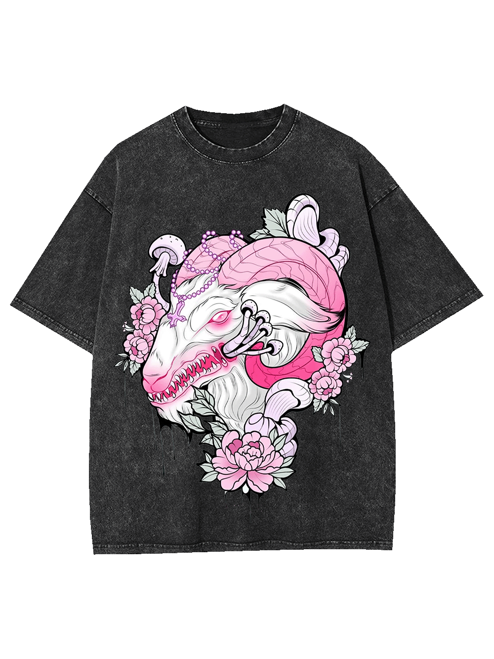 Floral Demon Majesty Washed Tshirt