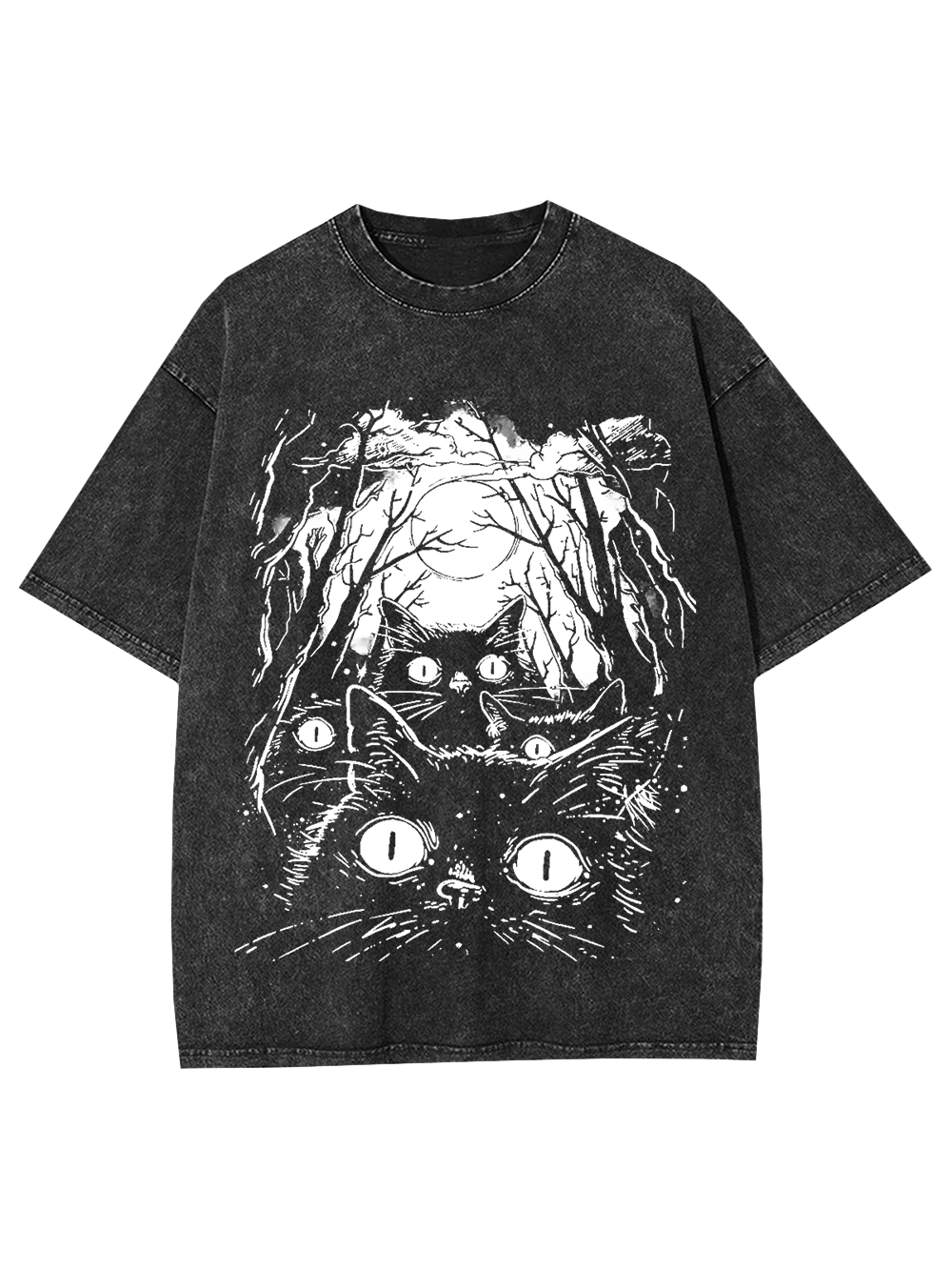 Moonlit Cat Gaze Washed Tshirt