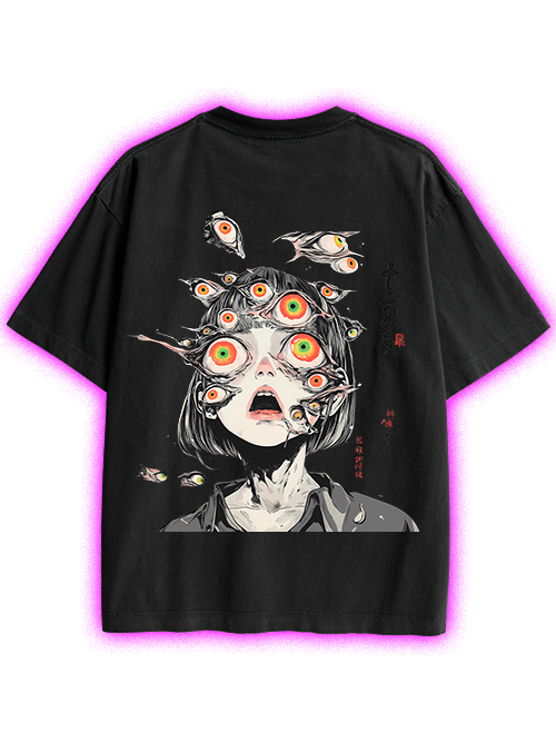 Multitude Of Gazes Double Sided Print Washed Tshirt-ClassyOutlaw Sale