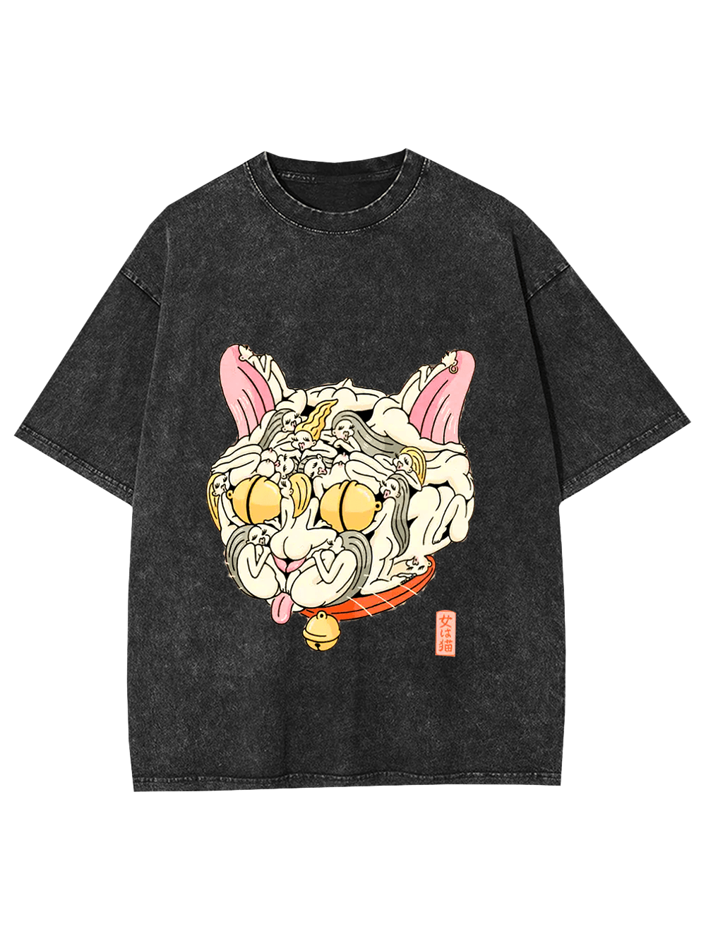 Cat of Many Faces Washed Tshirt