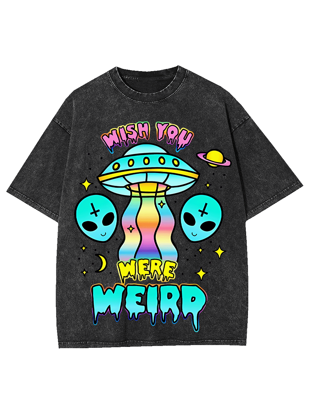 Wish You Were Weird Washed Tshirt-ClassyOutlaw Sale