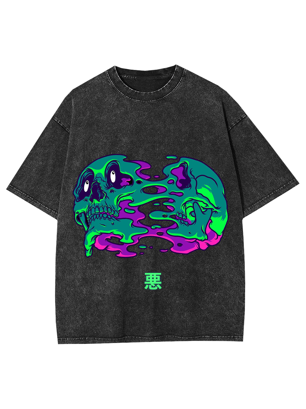 Evil And Skull Washed Tshirt-ClassyOutlaw Sale