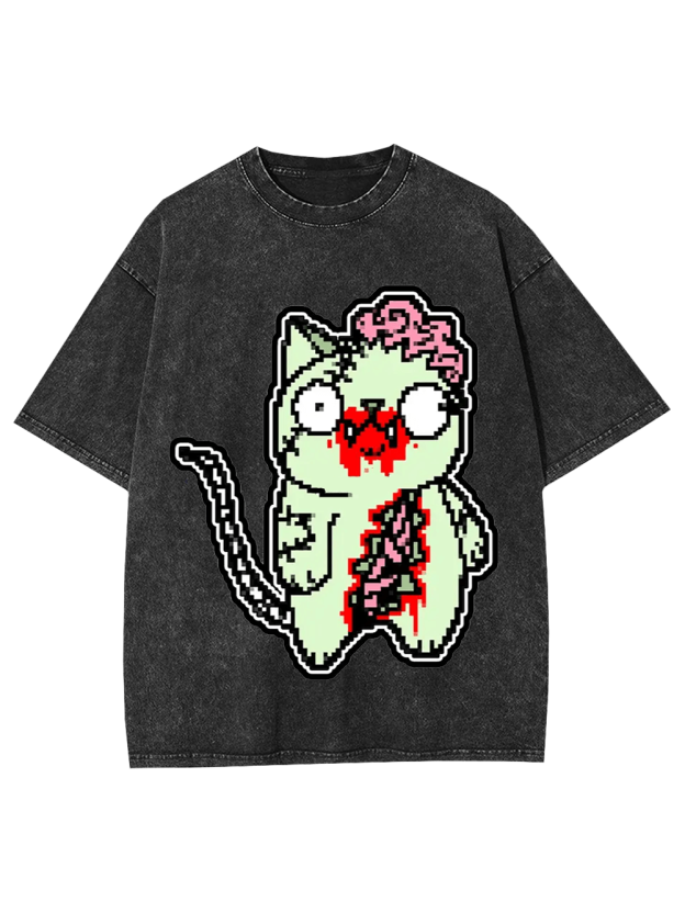 Zombie Cat Washed Tshirt