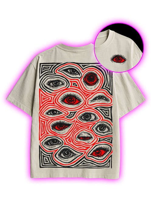Eyes Of Perception Double Sided Print Washed TShirt