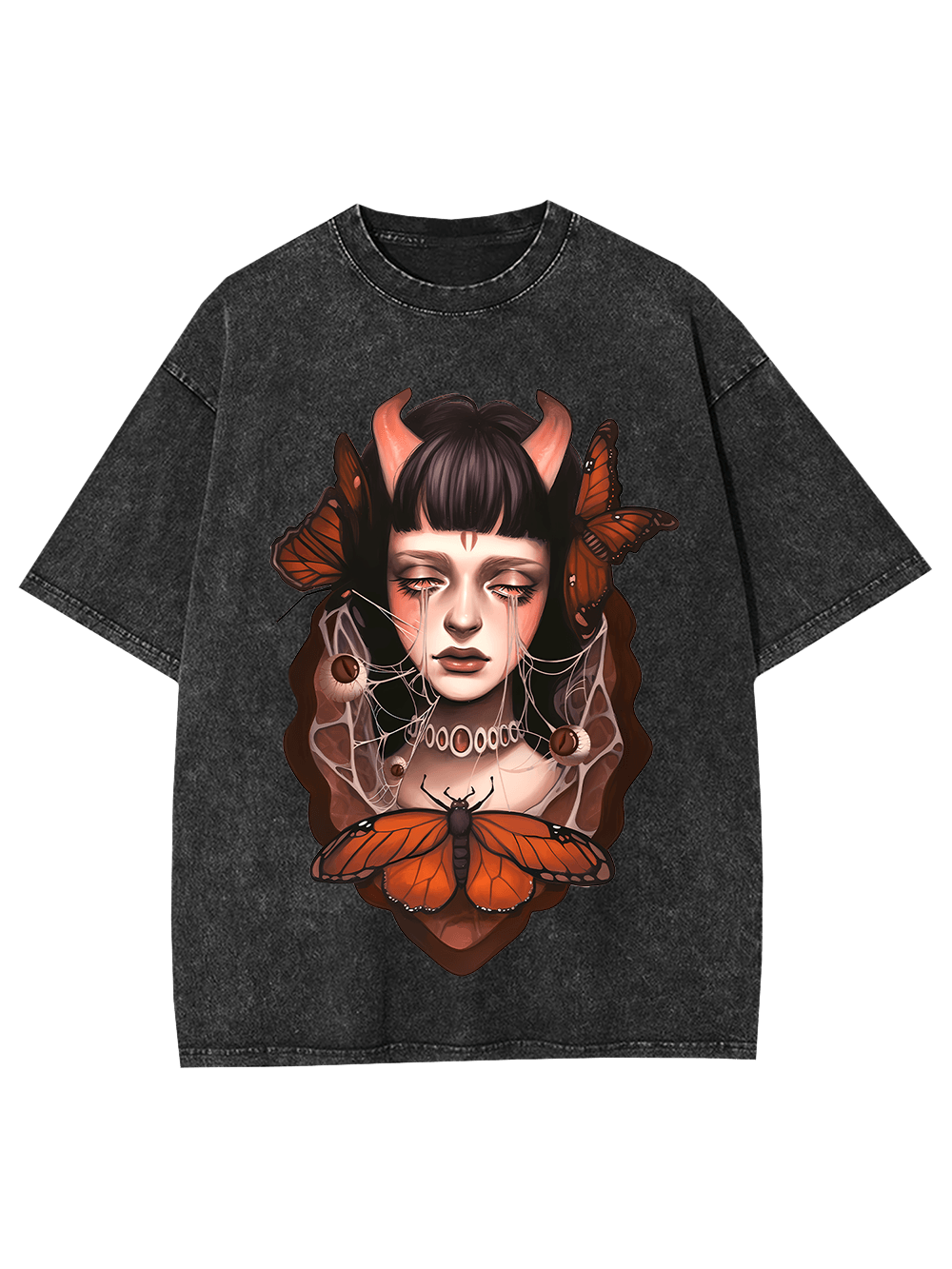 Butterfly Tears and Horns Washed Tshirt