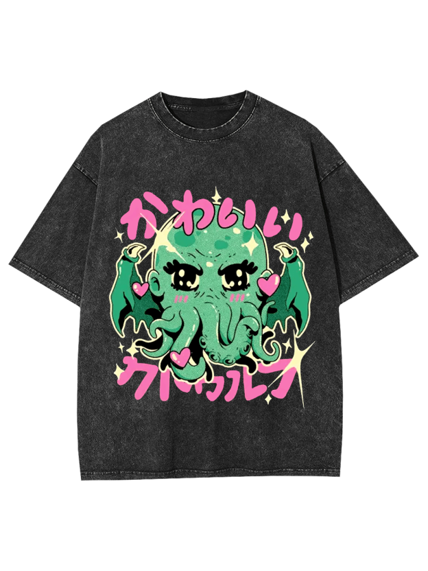 Kawaii Cthulhu Washed Tshirt