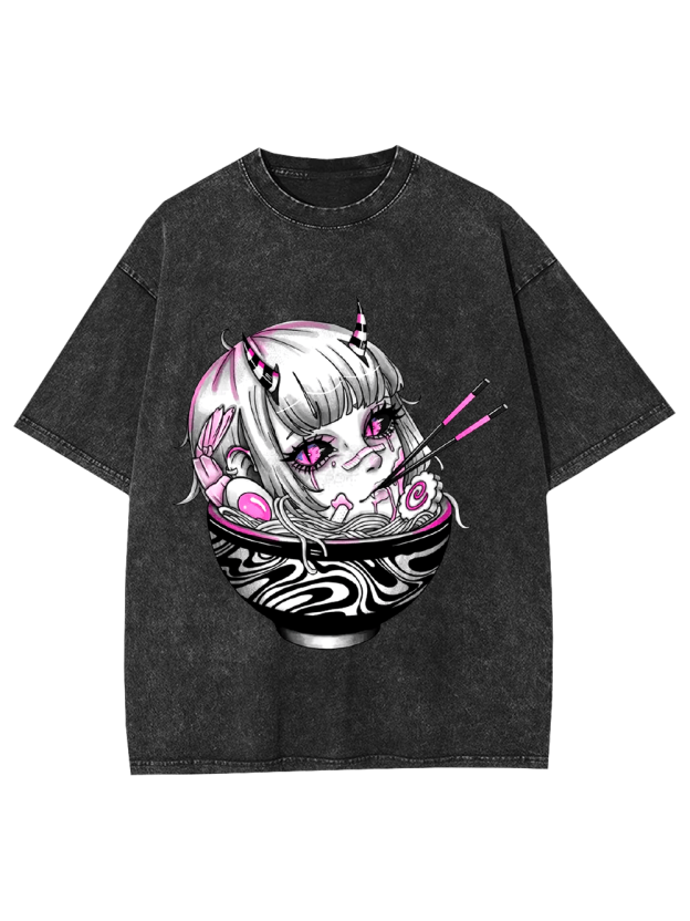 Demon in the Ramen Bowl Washed Tshirt
