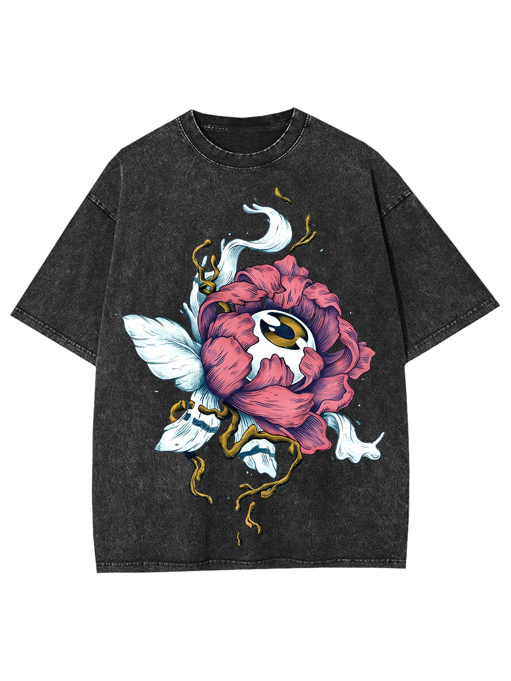 Floral Eye Fusion Washed Tshirt-ClassyOutlaw Sale