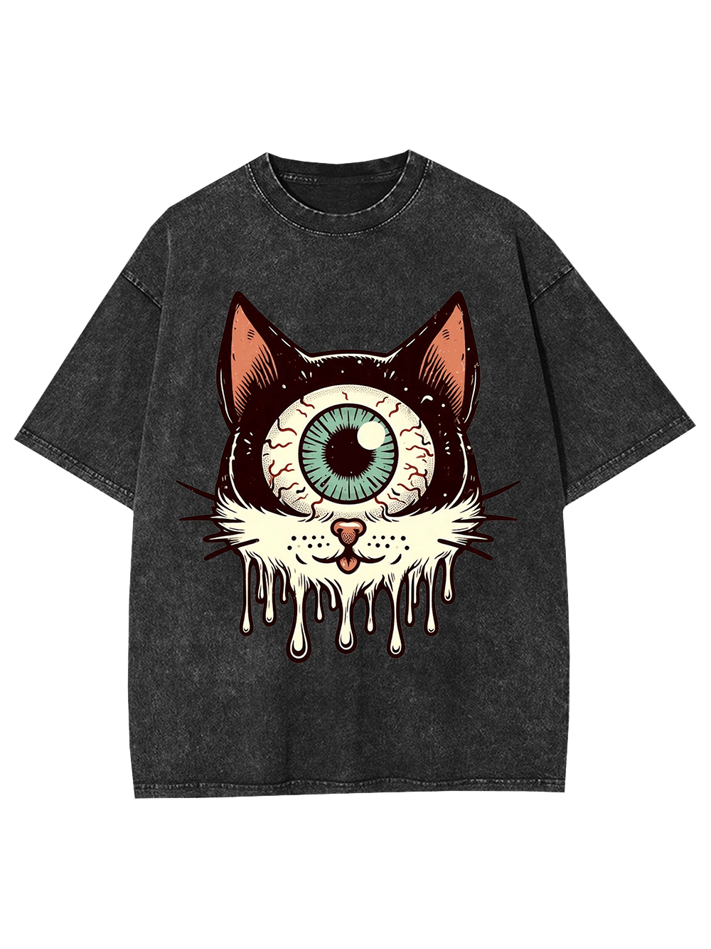 Melting Eyeball Cat Washed Tshirt