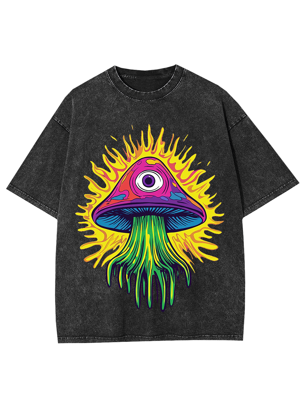 Trippy mushroom Washed Tshirt-ClassyOutlaw Sale
