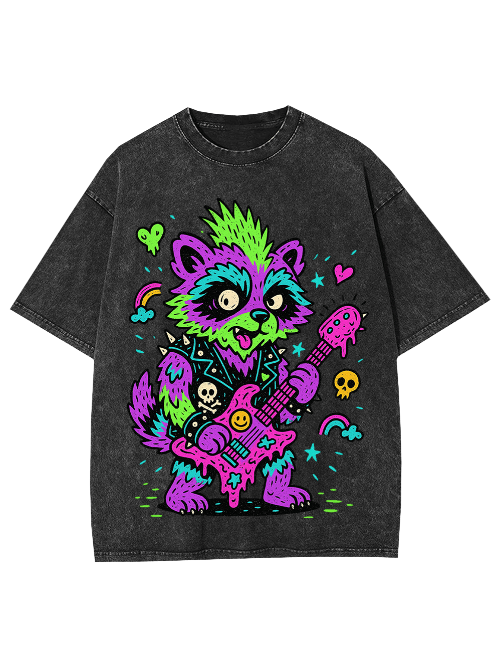 trippy raccoon Washed Tshirt