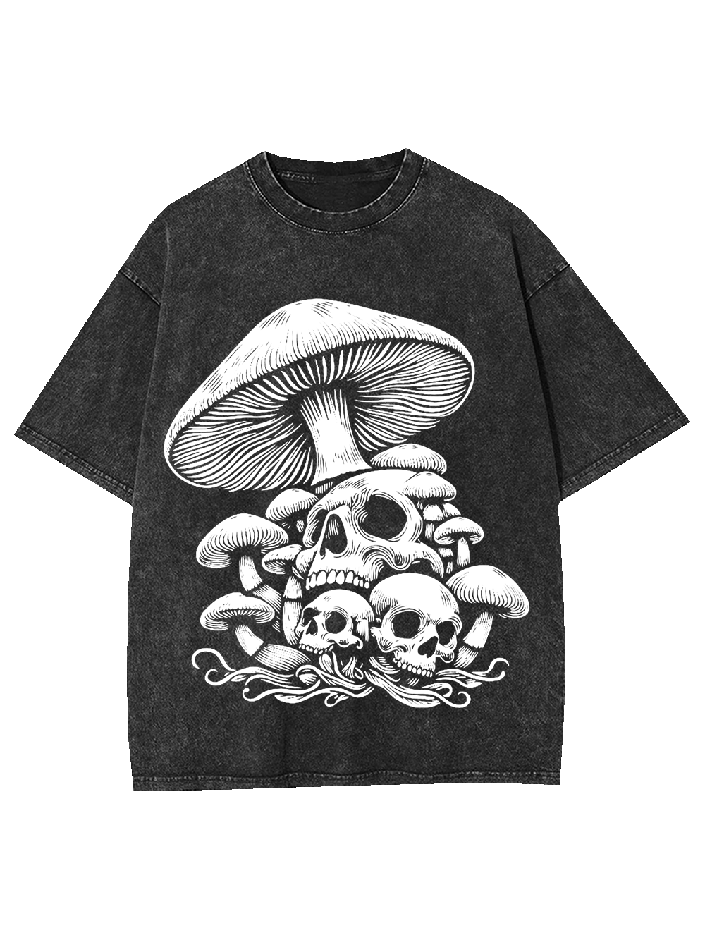Mushroom Skull Grove Washed Tshirt-ClassyOutlaw Sale