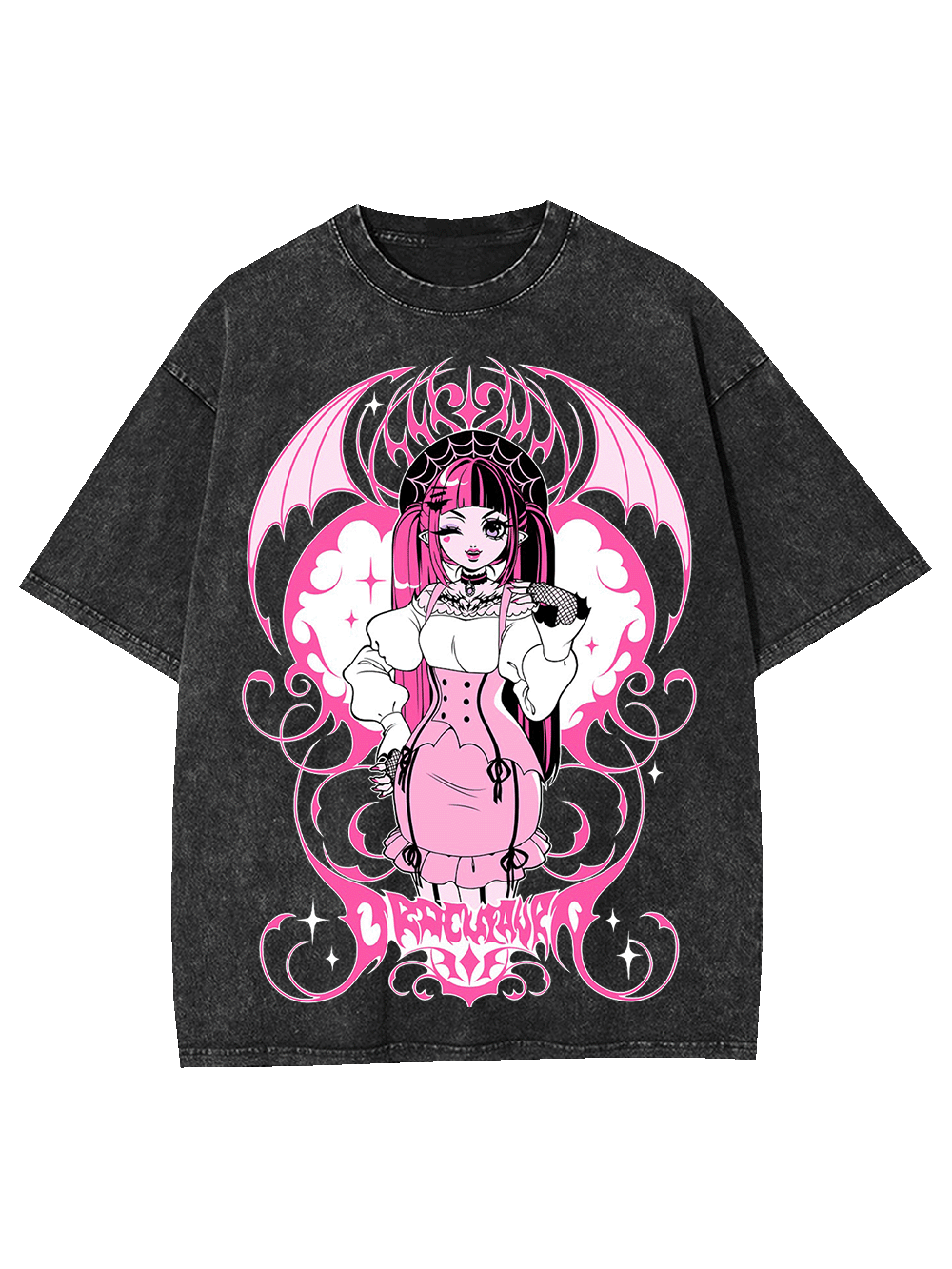 PINK BAT QUEEN WASHED TSHIRT