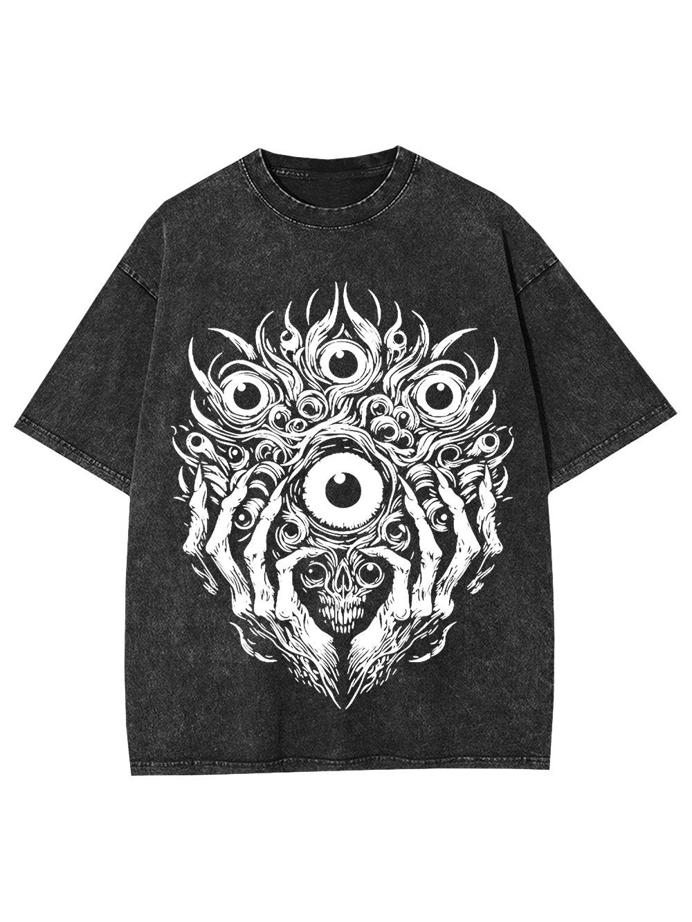 Skull Of Many Eyes Washed Tshirt-ClassyOutlaw Sale