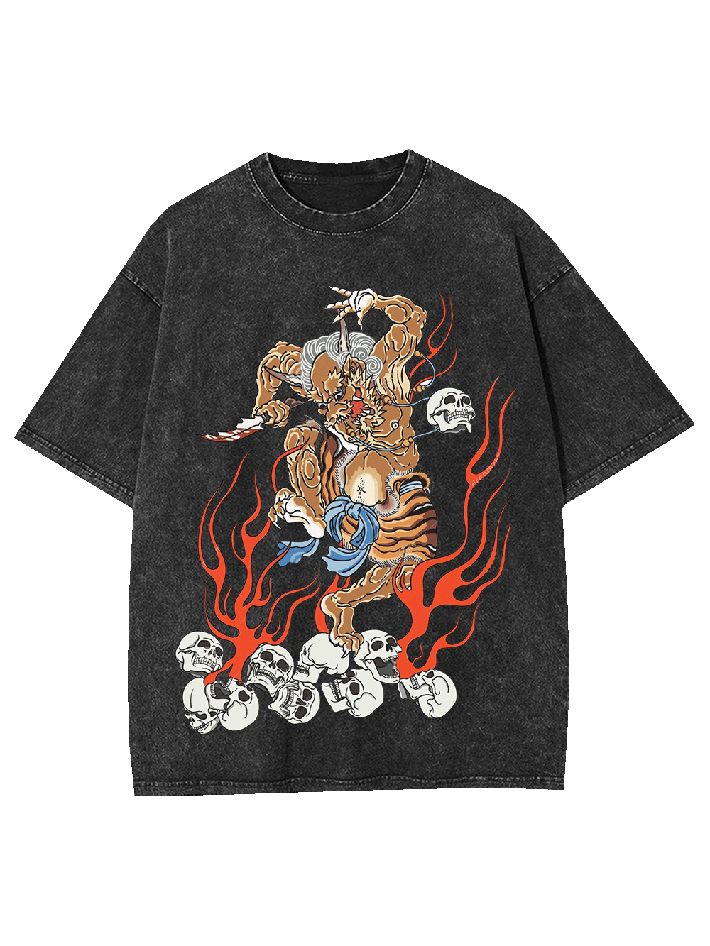 Fiery Demon Warrior Washed Tshirt
