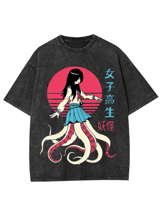 High School Monster Girl Washed Tshirt