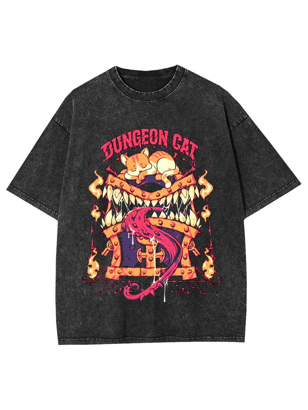 Dungeon Cat Guardian Washed Tshirt