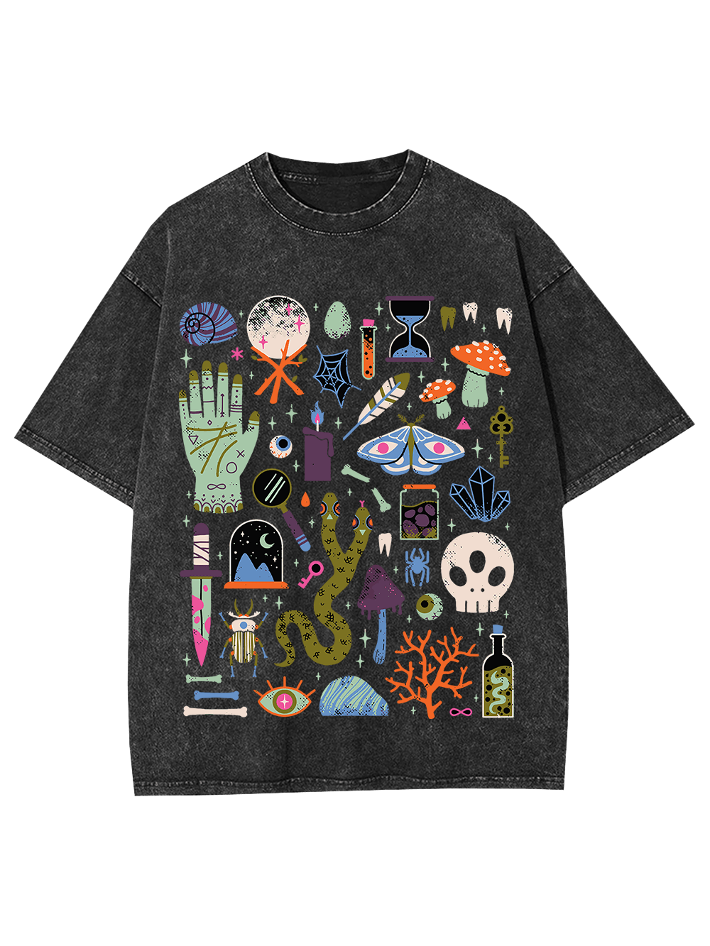 Eclectic Mystical Symbols Washed Tshirt