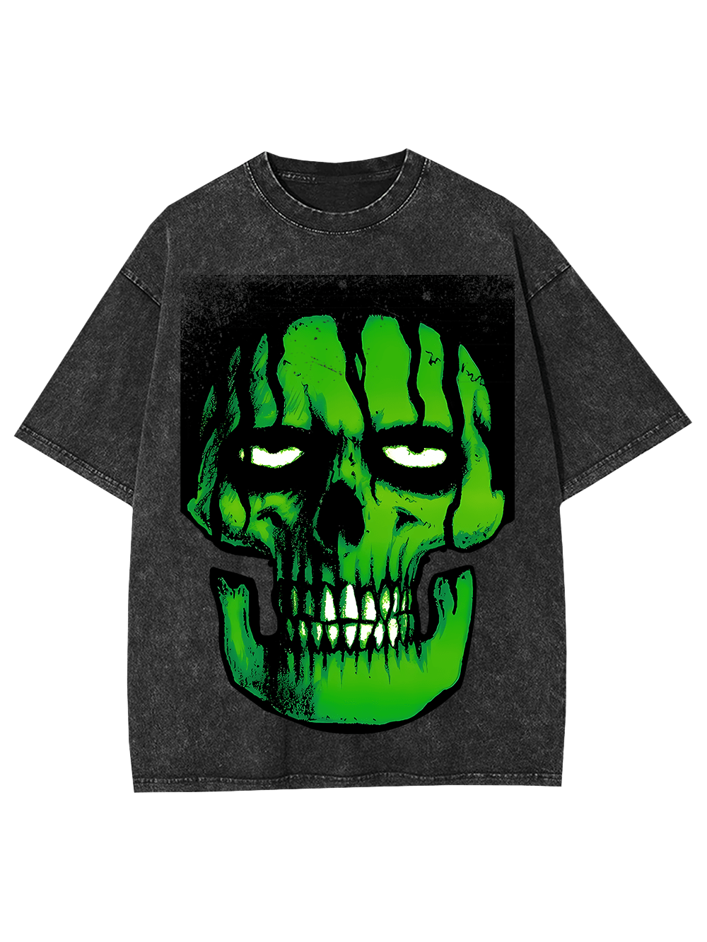 Glowing Green Skull Washed Tshirt