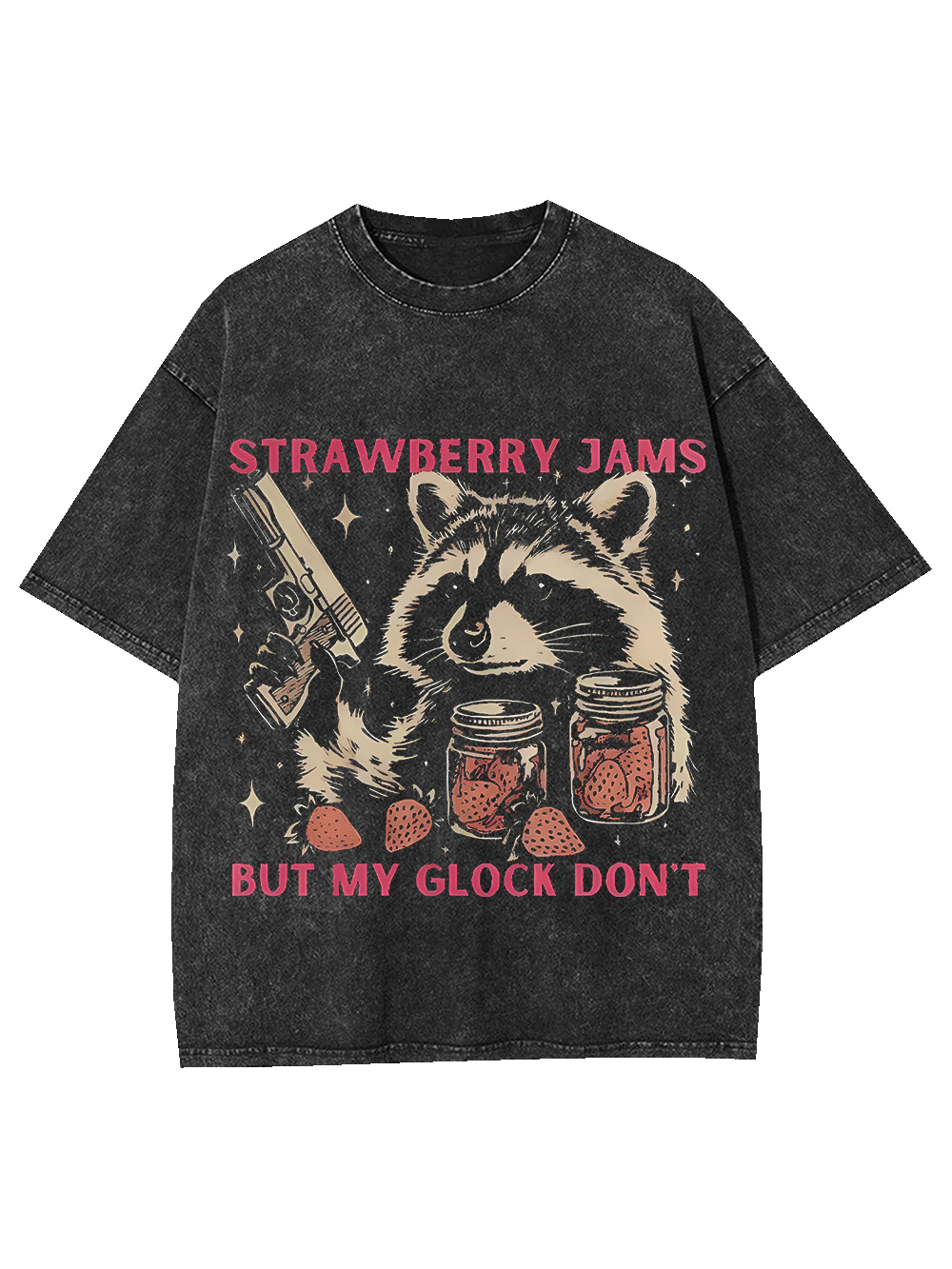 Strawberry Jams But My Glock Don't Washed Tshirt-ClassyOutlaw Sale