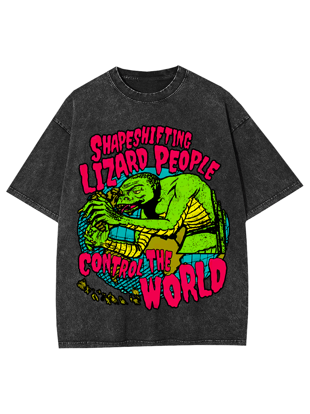 Reptilian Masters Of The World Washed Tshirt