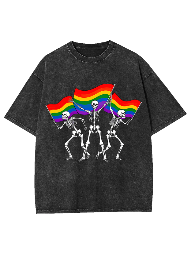 Pride Parade Skeletons Washed Tshirt